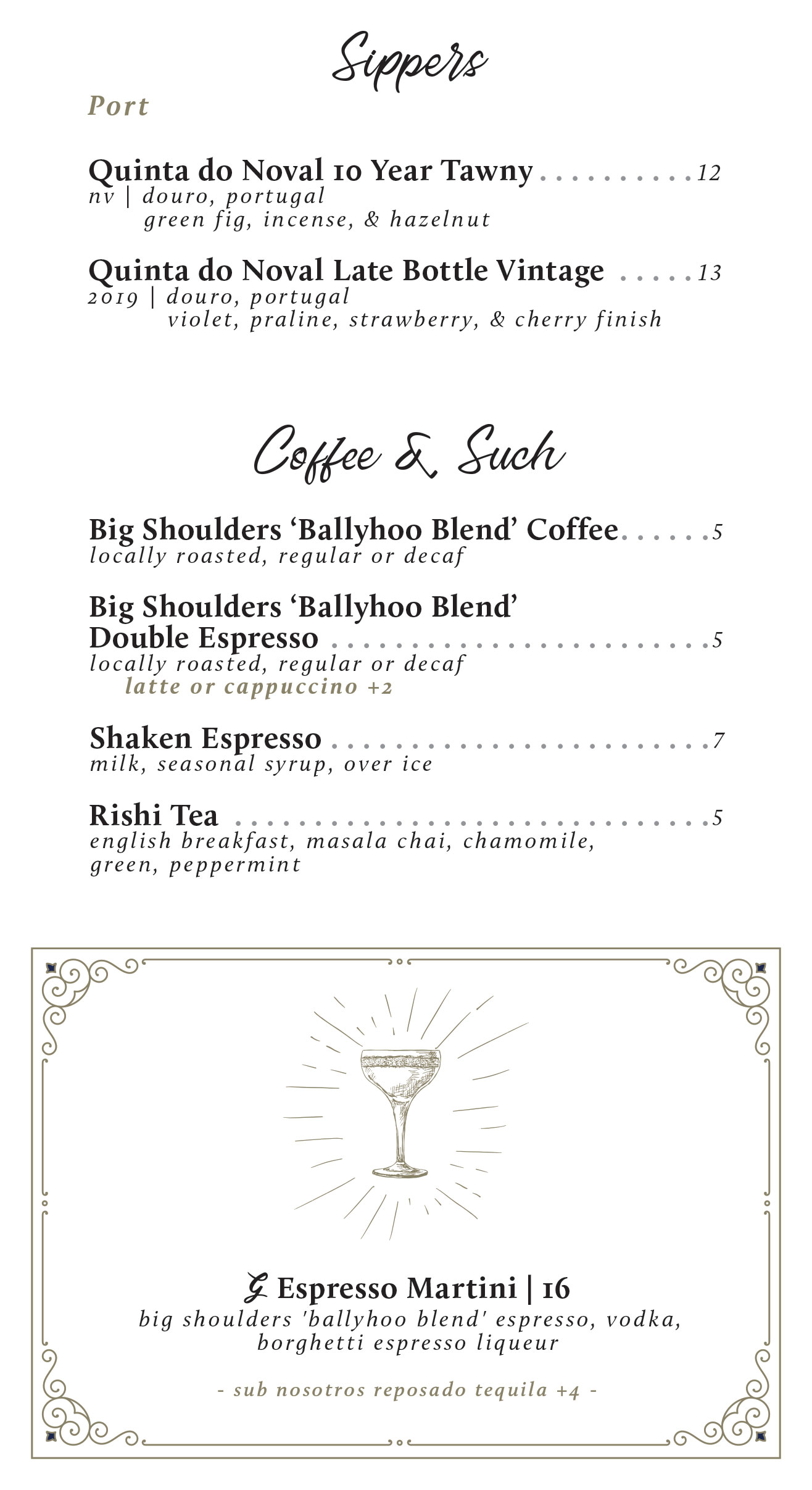Dessert Menu