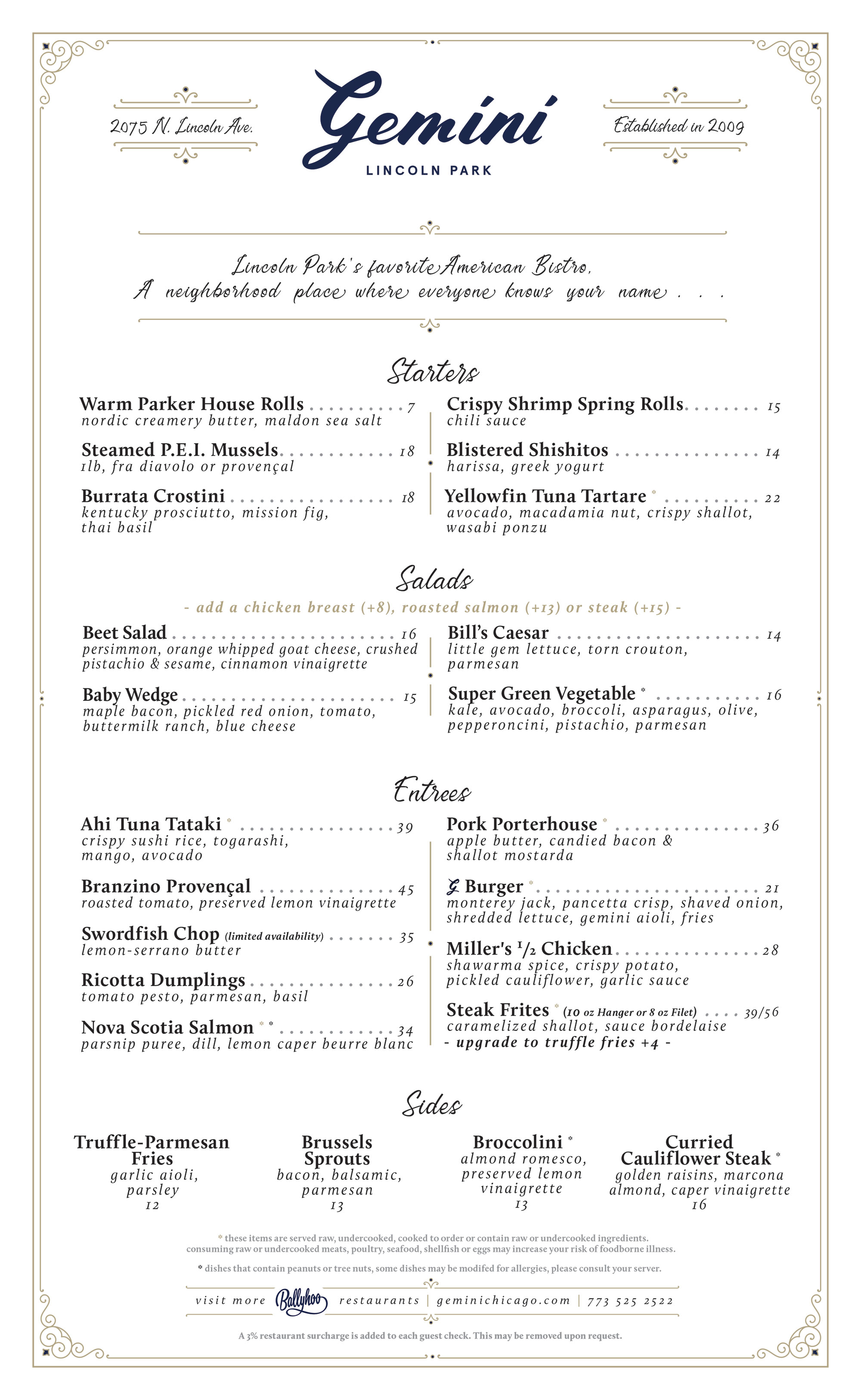 Dinner Menu