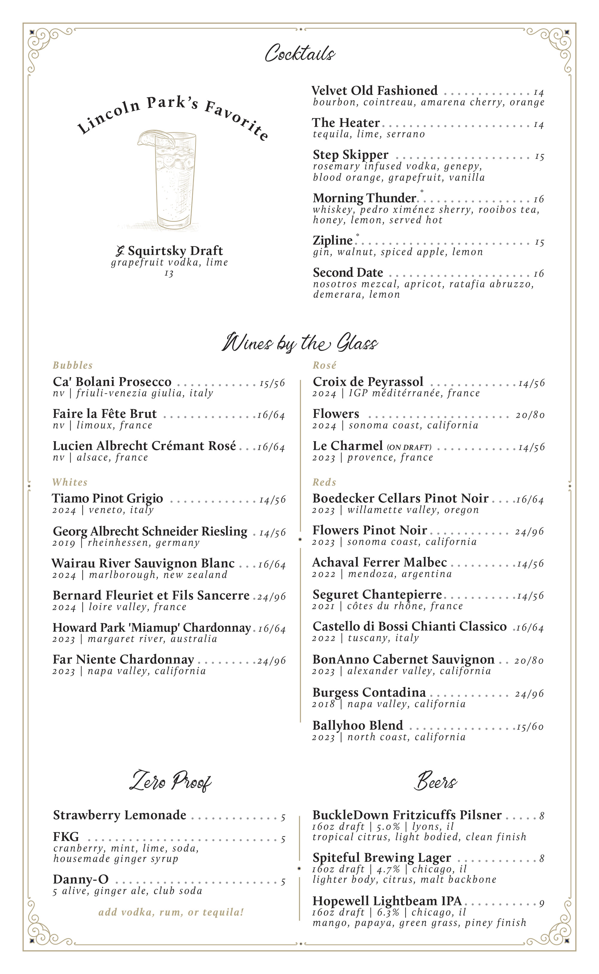 Dinner Menu