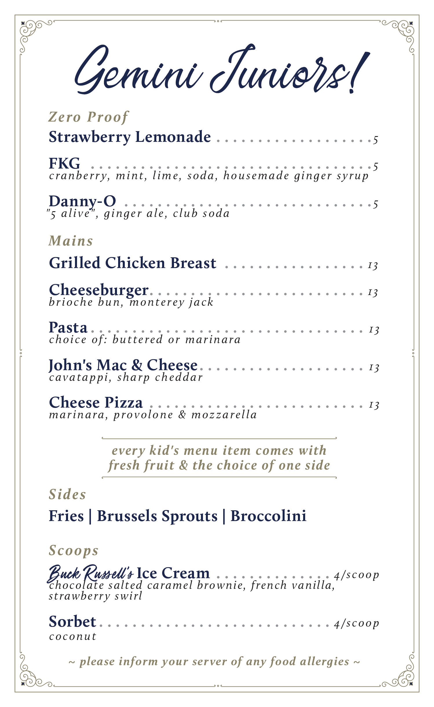 Kids Menu